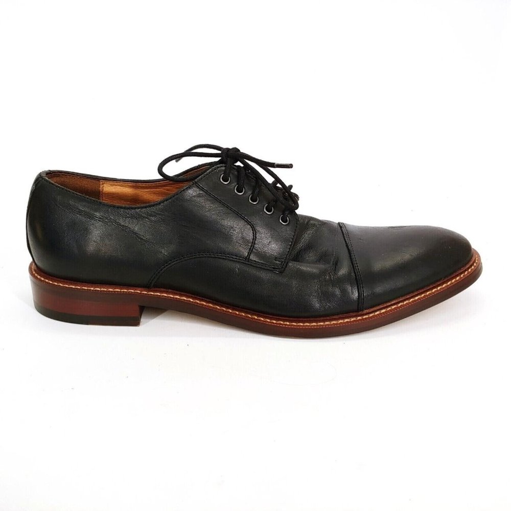 Blake McKay Mens Leather Oxford Dress Shoe Business‎ Cap Toe Lace Up Black 9.5